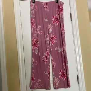 Shimera Pink Flower Print Stretch Pajama Pants Have Matching Top in Separate